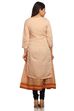 Beige Flared Poly Chanderi Kurta image number 4