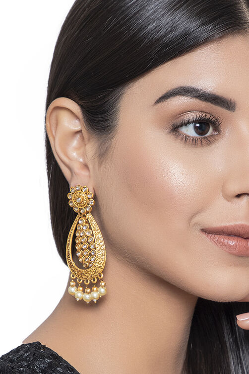 Gold Metal Brass Earring image number 1