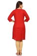 Red Straight Cotton Kurta image number 3