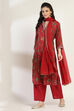 Maroon Cotton Blend Straight Set image number 0