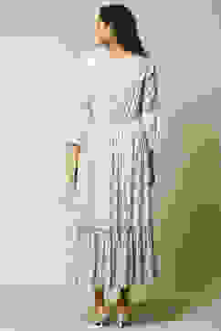 Ecru LIVA Tiered Printed Dress image number 3