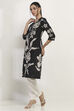 Black Cotton Straight Kurta image number 2