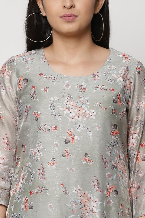 Olive Green Art Silk Straight Kurta image number 1