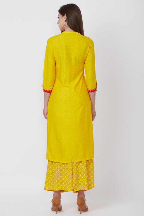 Yellow Straight Viscose Kurta image number 5