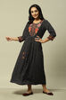 Black Viscose Straight Printed Dress image number 0