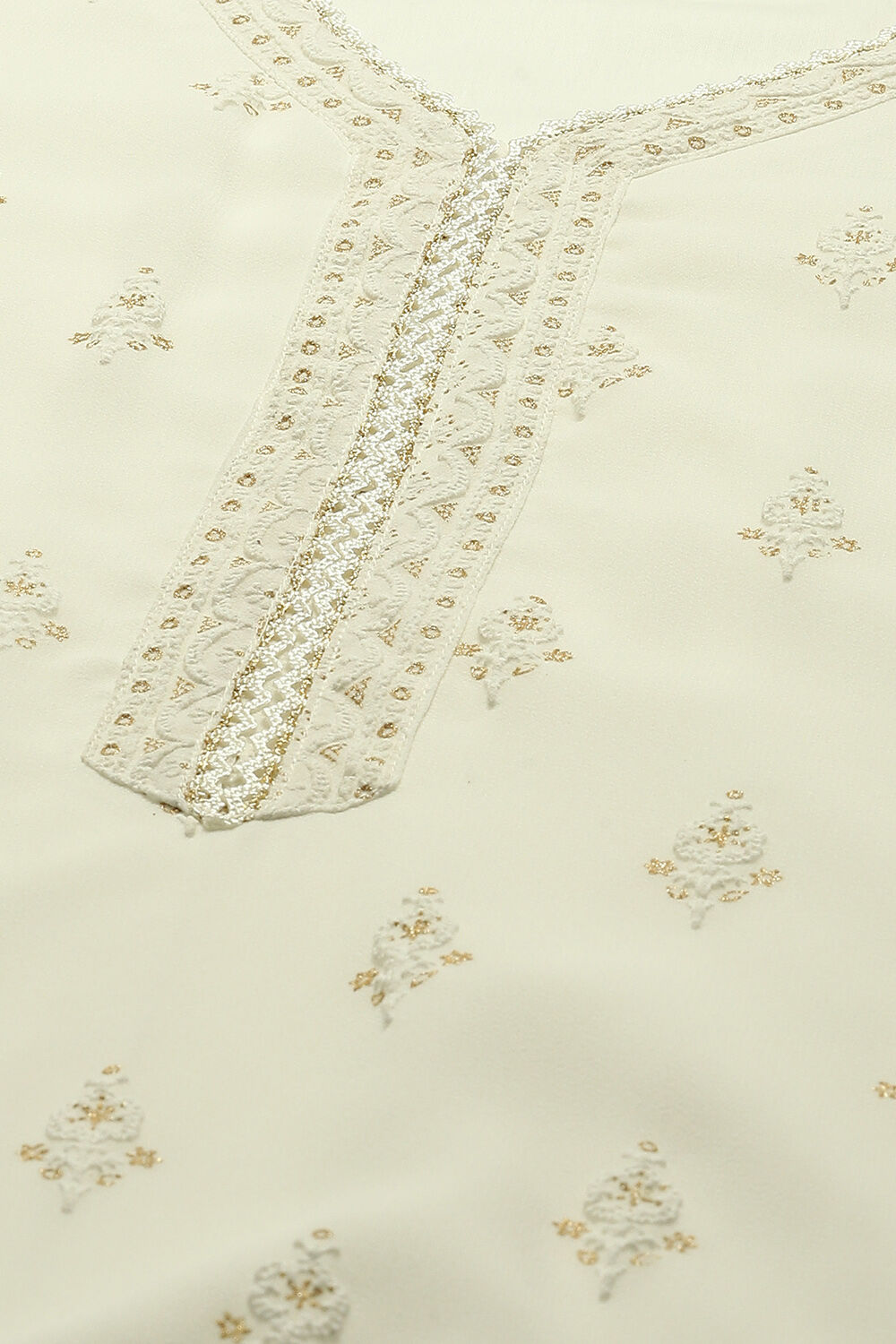 White Poly Georgette Embroidered Straight Kurta image number 1