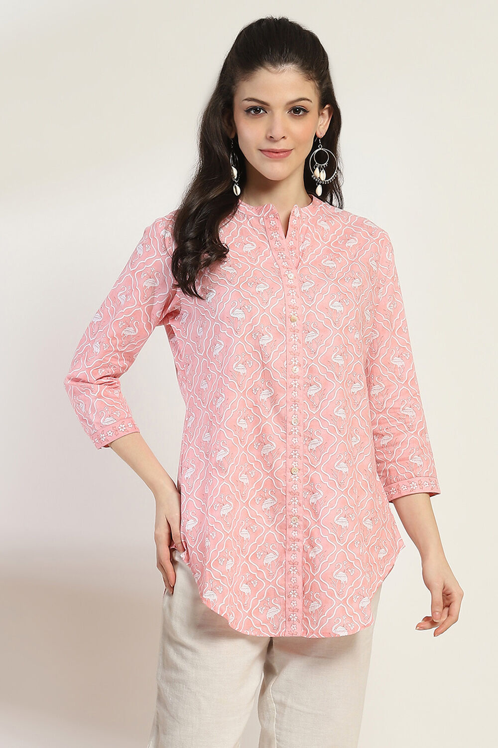 Coral Cotton Straight Kurti image number 5