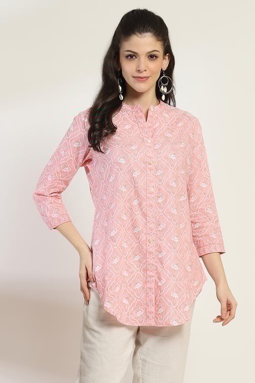 Coral Cotton Straight Kurti image number 5