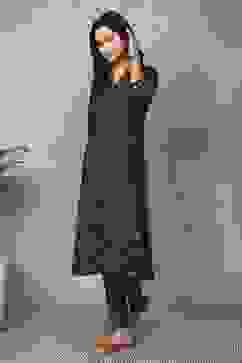 Navy Blue Viscose Polyester A-line & Kalidar Kurtas image number 2