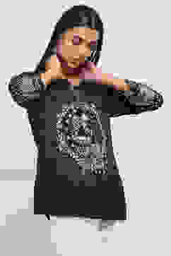 Black Printed Straight Short Kurti image number 4