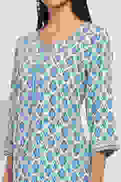 Blue Printed Straight Kurta image number 1