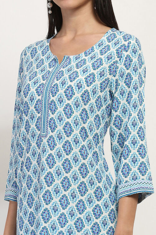 Blue Viscose Rayon Straight Kurta image number 1