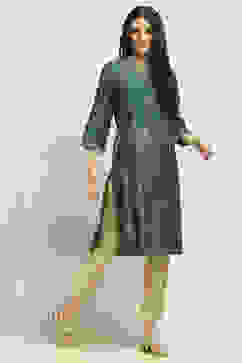 Green Printed Straight Kurta image number 4