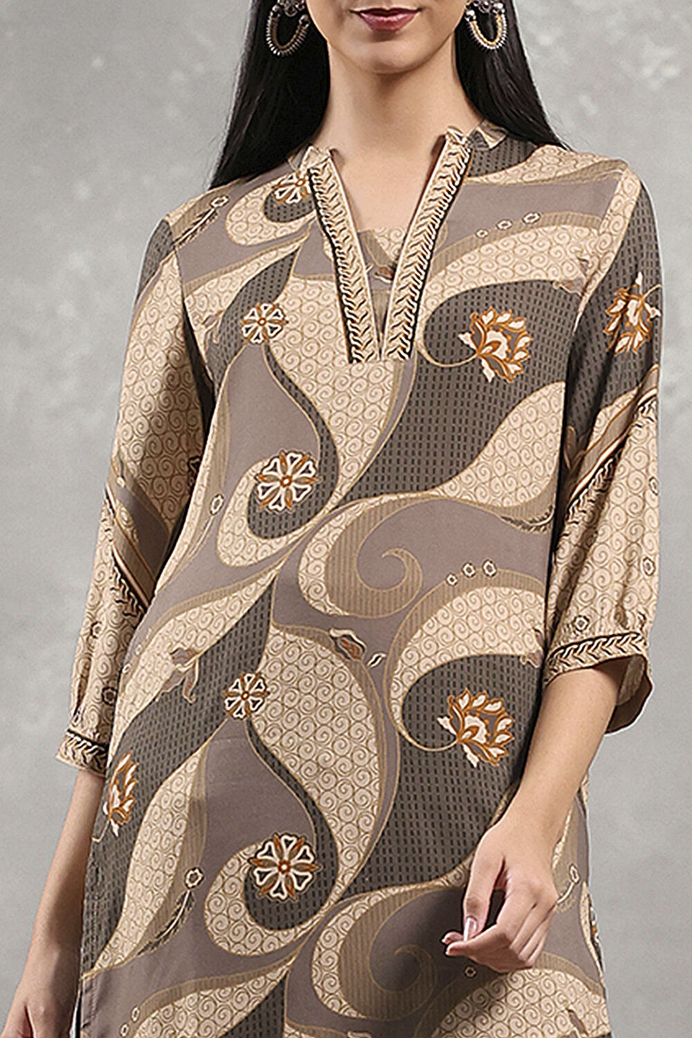 Green and Yellow Printed Straight Kurta image number 1