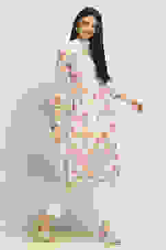 Off-White Cotton Floral Straight Suit Set image number 5