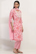 Pink Cotton Straight Set image number 5