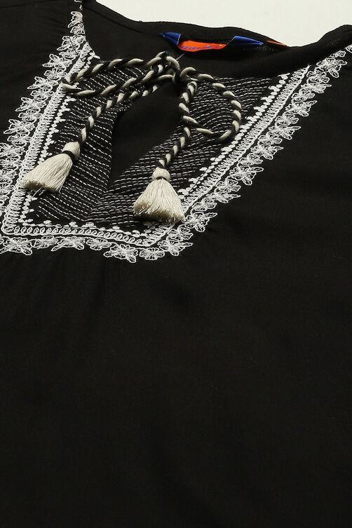 Black Rayon Straight Top image number 1