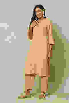 Pink Cotton Blend Straight Printed Kurta Palazzo Suit Set image number 3