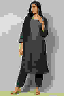 Dark Green Liva Printed Straight Festive Kurta Set image number 6