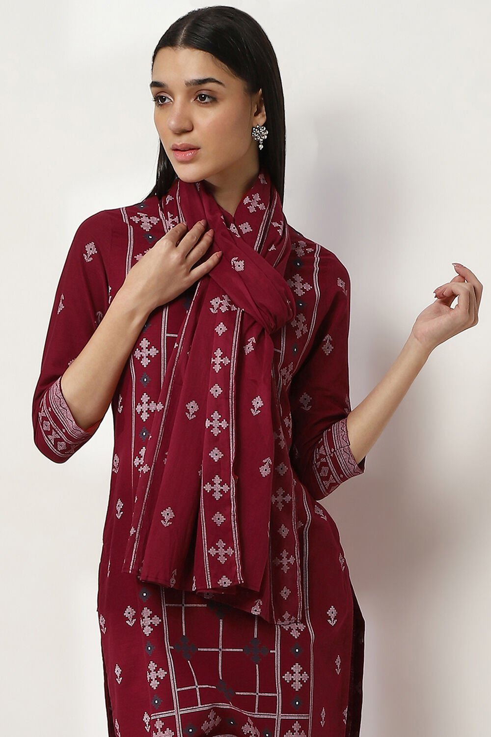 Red Cotton Dupatta image number 1