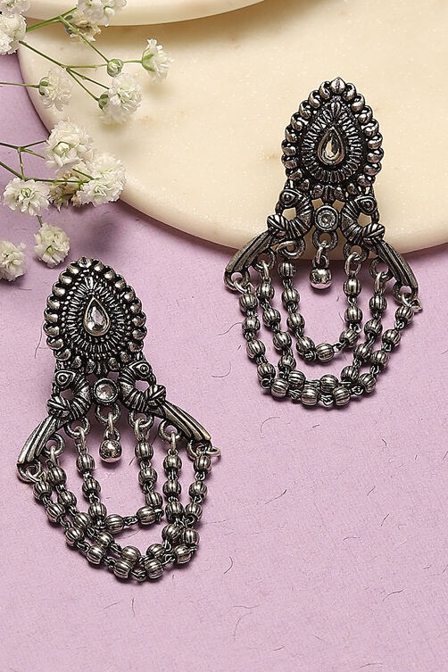 Oxidised Brass Earrings image number 0