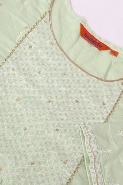 Mint Green Cotton Slub Kalidar Dress image number 4