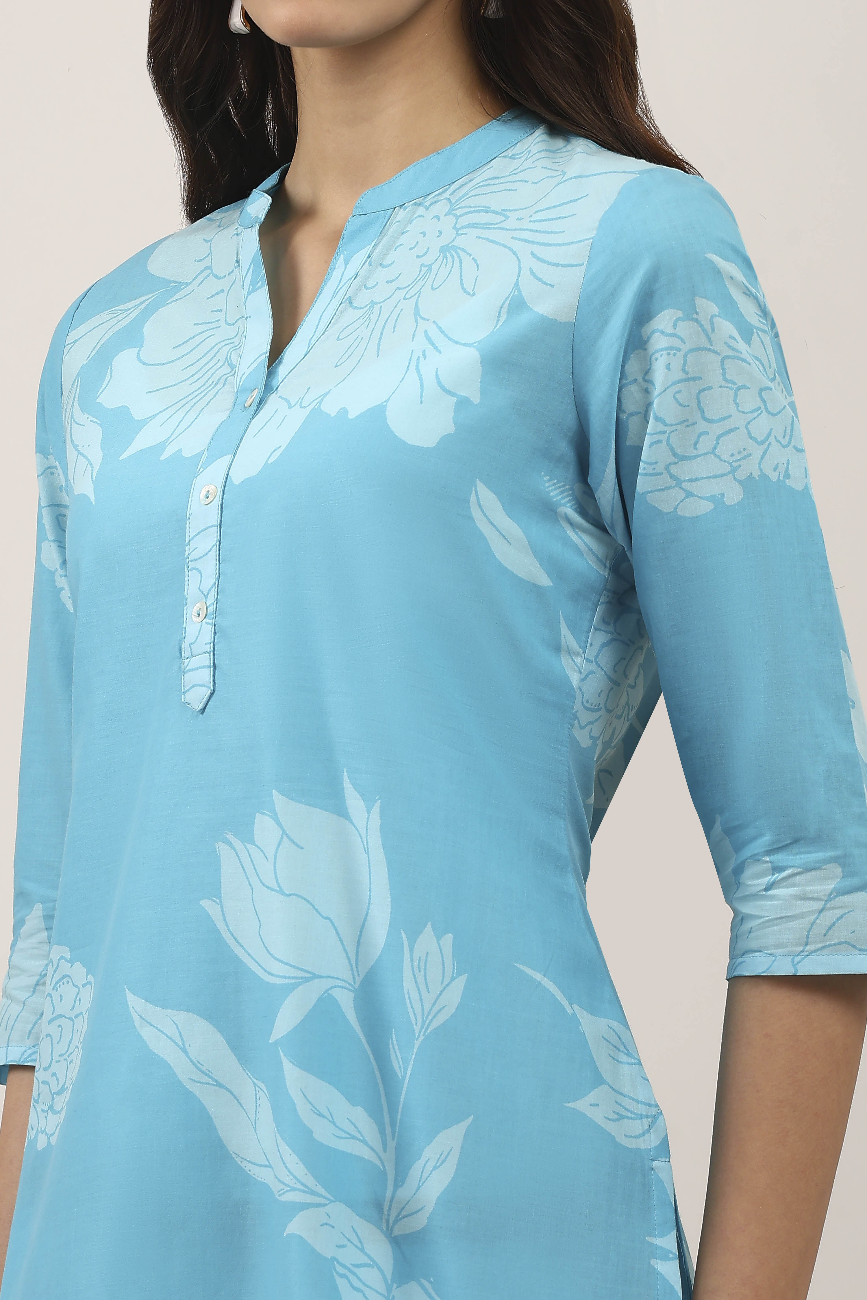 Pink Cotton Floral Printed Straight Kurta image number 1