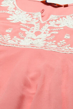 Pink Cotton Blend Flared Dress image number 1