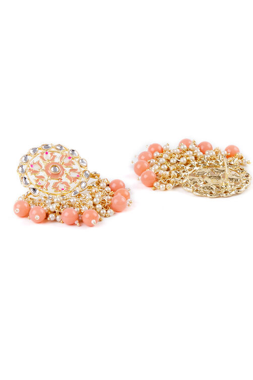 Peach Metal Brass Earrings image number 3