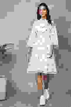 White Cotton Printed Tiered Dress image number 5