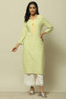 Lime Green Printed Straight Kurta image number 0