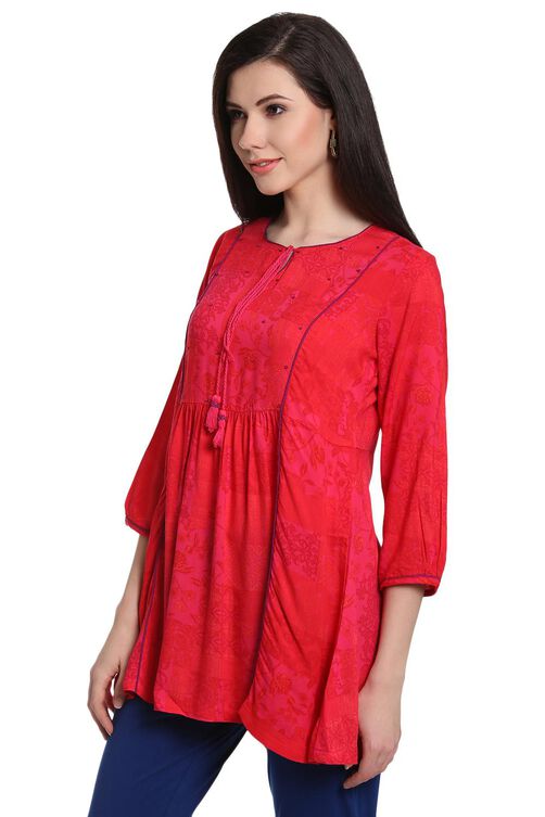 Pink Viscose Flared Indie Top image number 2
