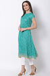 Green Art Silk A-Line Kurta image number 2