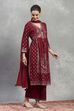 Black Viscose Rayon Printed Gathered Suit Set image number 5