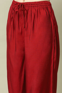 Deep Red Bandhani Straight Kurta & Salwar Suit Set image number 2