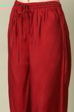 Deep Red Bandhani Straight Kurta & Salwar Suit Set image number 2