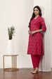 Pink Viscose Rayon Kurta Pants Set