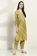 Olive Viscose Blend Straight Set image number 5