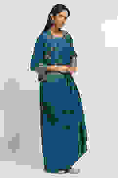 Teal Viscose Blend Skirt Set image number 5
