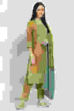 Lime Viscose Blend Straight Set image number 5