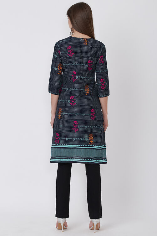 Yellow Cotton And Cambric Straight Kurta image number 4