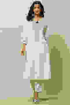 Off-white Printed Straight Kurta image number 5