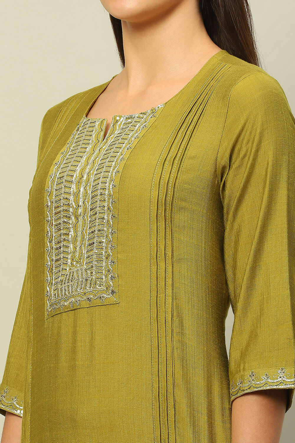 Green Viscose Blend Straight Kurta image number 1