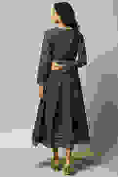 Green Viscose Straight Printed Dress image number 4