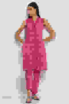 Fuschia Cotton Straight SET image number 6