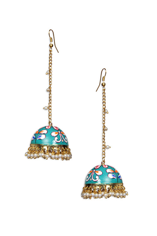 Golden Metal Brass Earrings image number 1