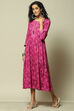 Pink LIVA Straight Printed Kurta image number 2