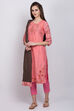 Peach Cotton Straight Kurta image number 2