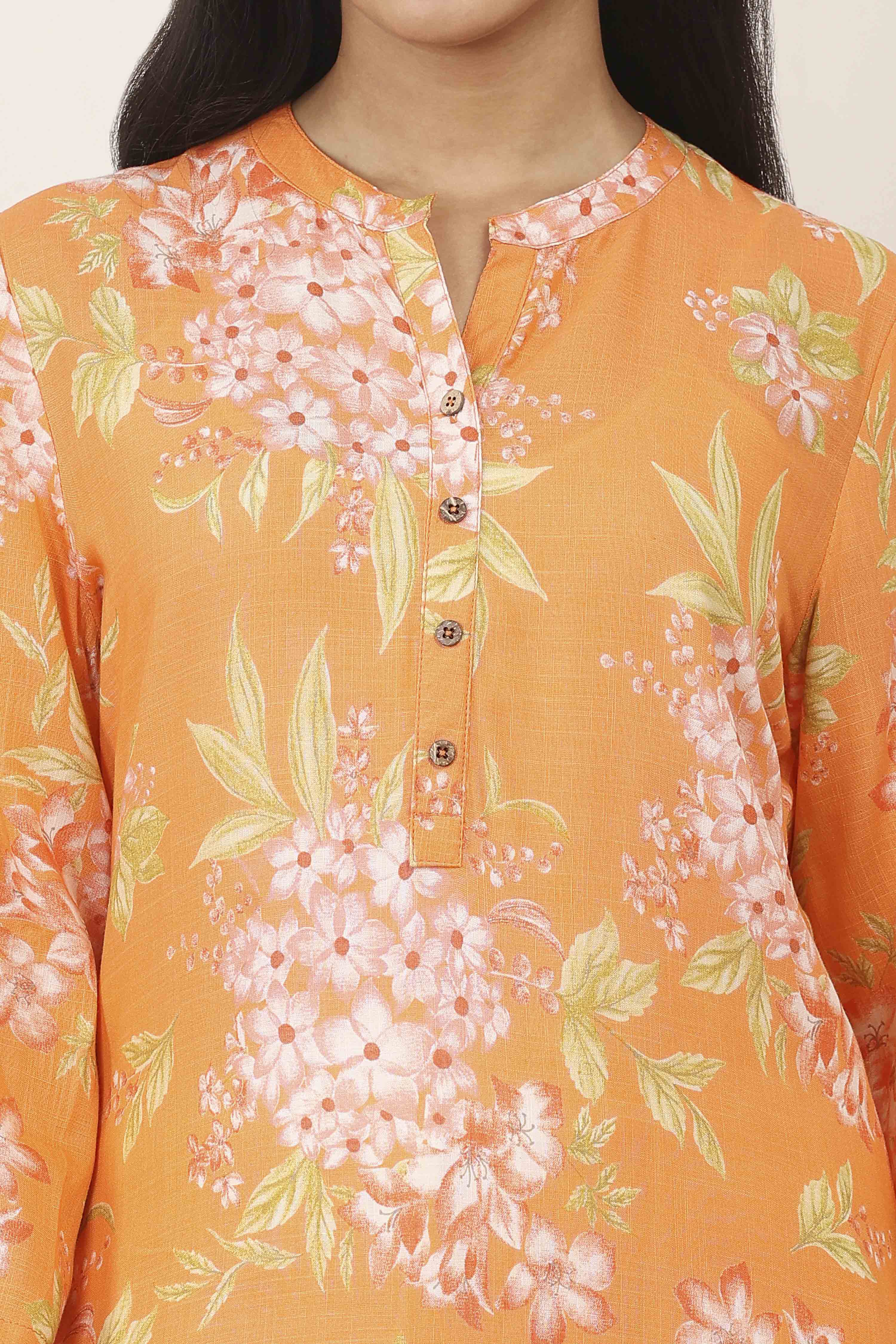 Orange Rayon Straight Kurtas image number 1