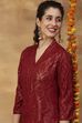 Red Printed Viscose Rayon Straight Kurta image number 1